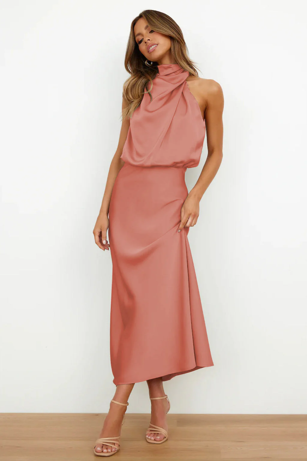 Vestido de Noche de Mujer | Cuello Drapeado - Imagen 4