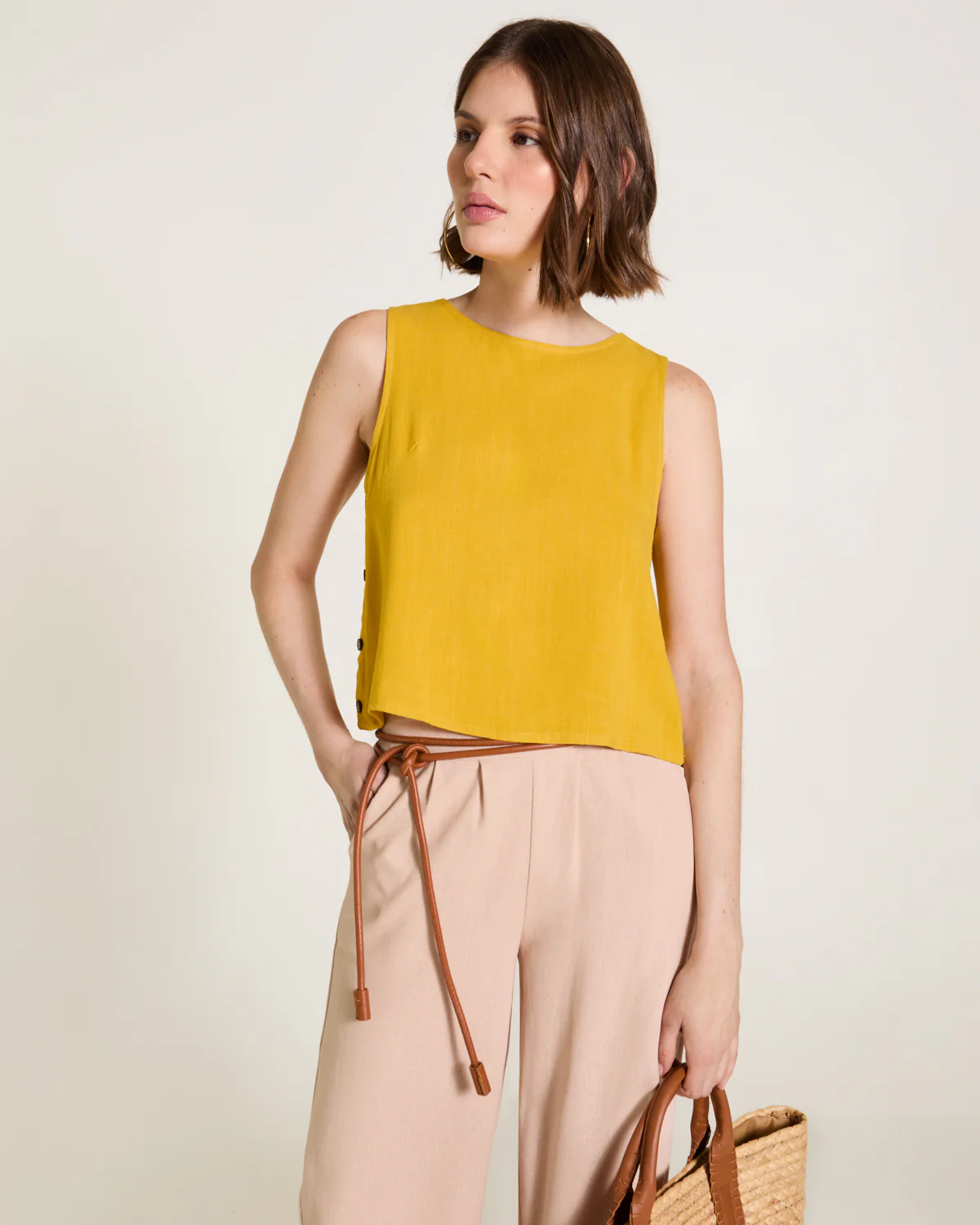 Blusa sin mangas con lino Lirio/2 AQ2727 - Imagen 2