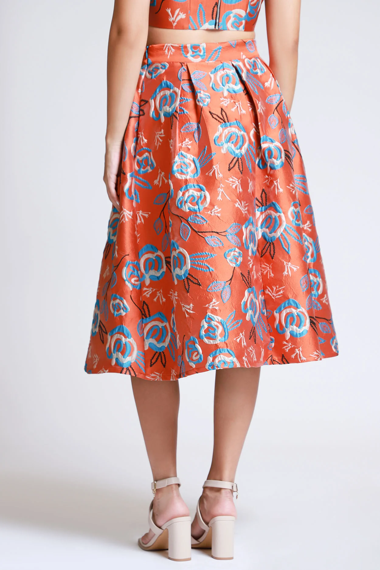 Falda Midi Jacquard Flores AQ1781 - Imagen 4
